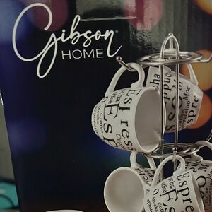 Gibson Espresso Mug Set with Stand - White